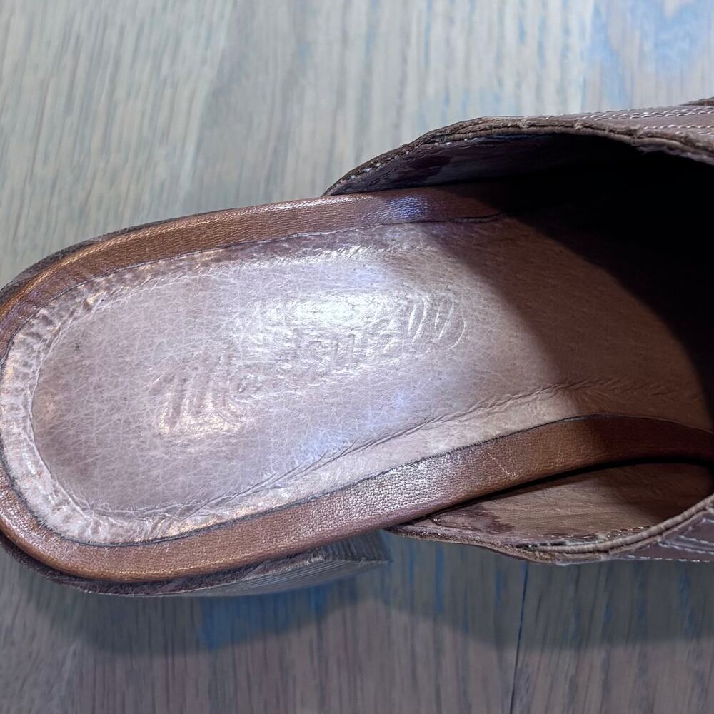 Madewell The Carey Leather Mules Slip On Block Heel Camel Brown Women Size 7.5 - Picture 7 of 10